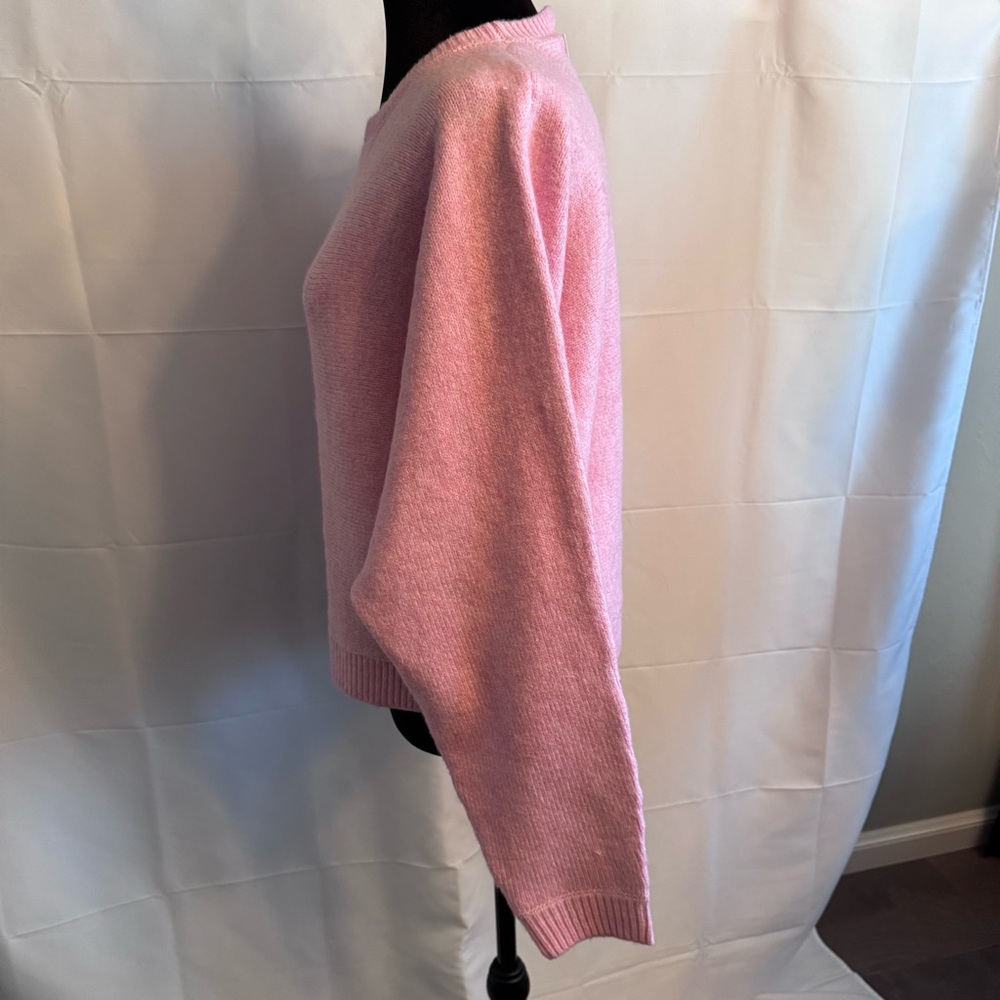 Double Zero Pink Crewneck Sweater with Dolman Sleeves Large - NWT - Picture 4 of 10